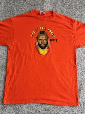 Vintage 2000 Mr. T I Pity The Fool T Shirt Orange Graphic Tee Hanes Large